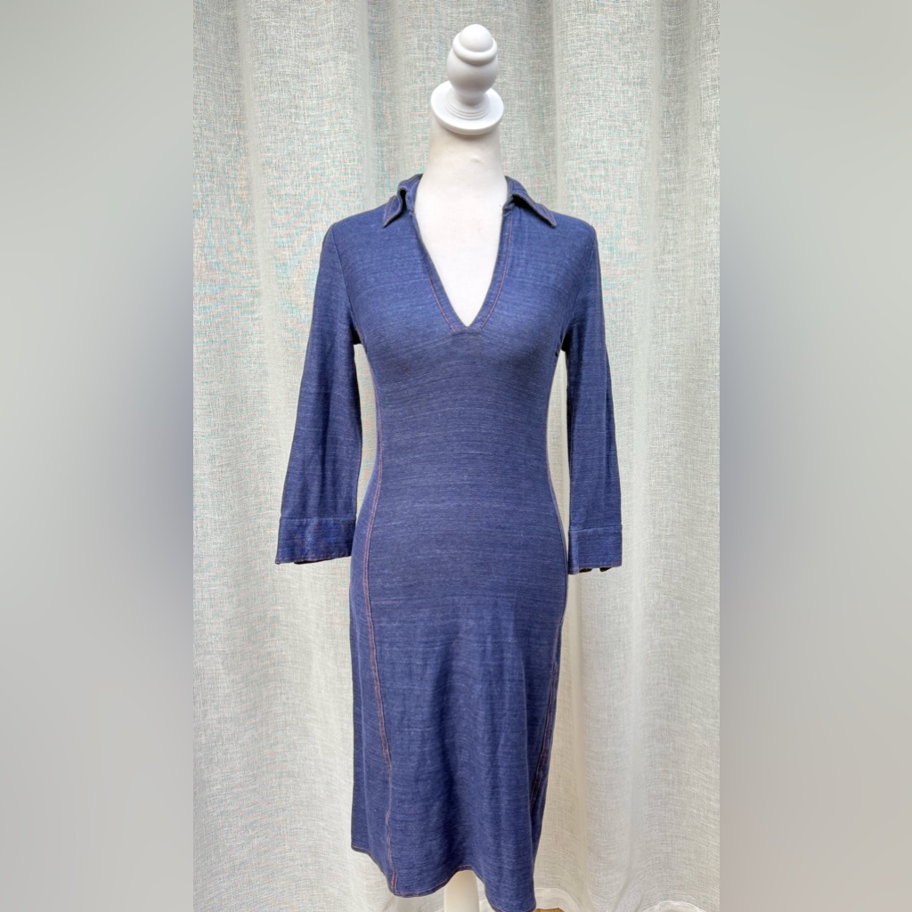 Diane Von Furstenberg Blue Stretch Denim Long Sleeve Dress